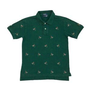 POLO RALPH LAUREN SHIRT SMALL S 8-10 YOUTH GREEN PRL BIG PONY SKI SNOW VINTAGE